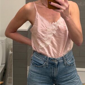 Vintage Pink Lace Trim Camisole